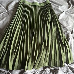 Grace Karin Green Pleated A-Line Skirt